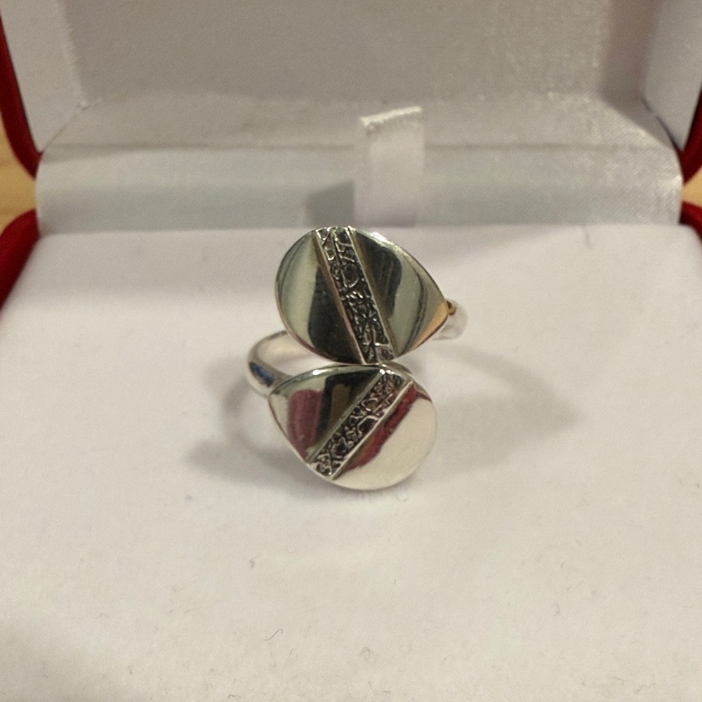 Peruvian Silver Double Disc Adjustable Ring Nwot - image 5